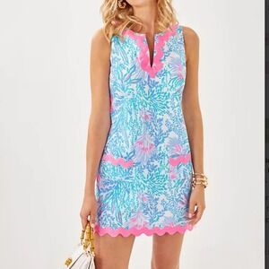 Lilly Pulitzer Romey Shift Romper Multi Via Del Mar Pink Rickrack 017988 Size 12